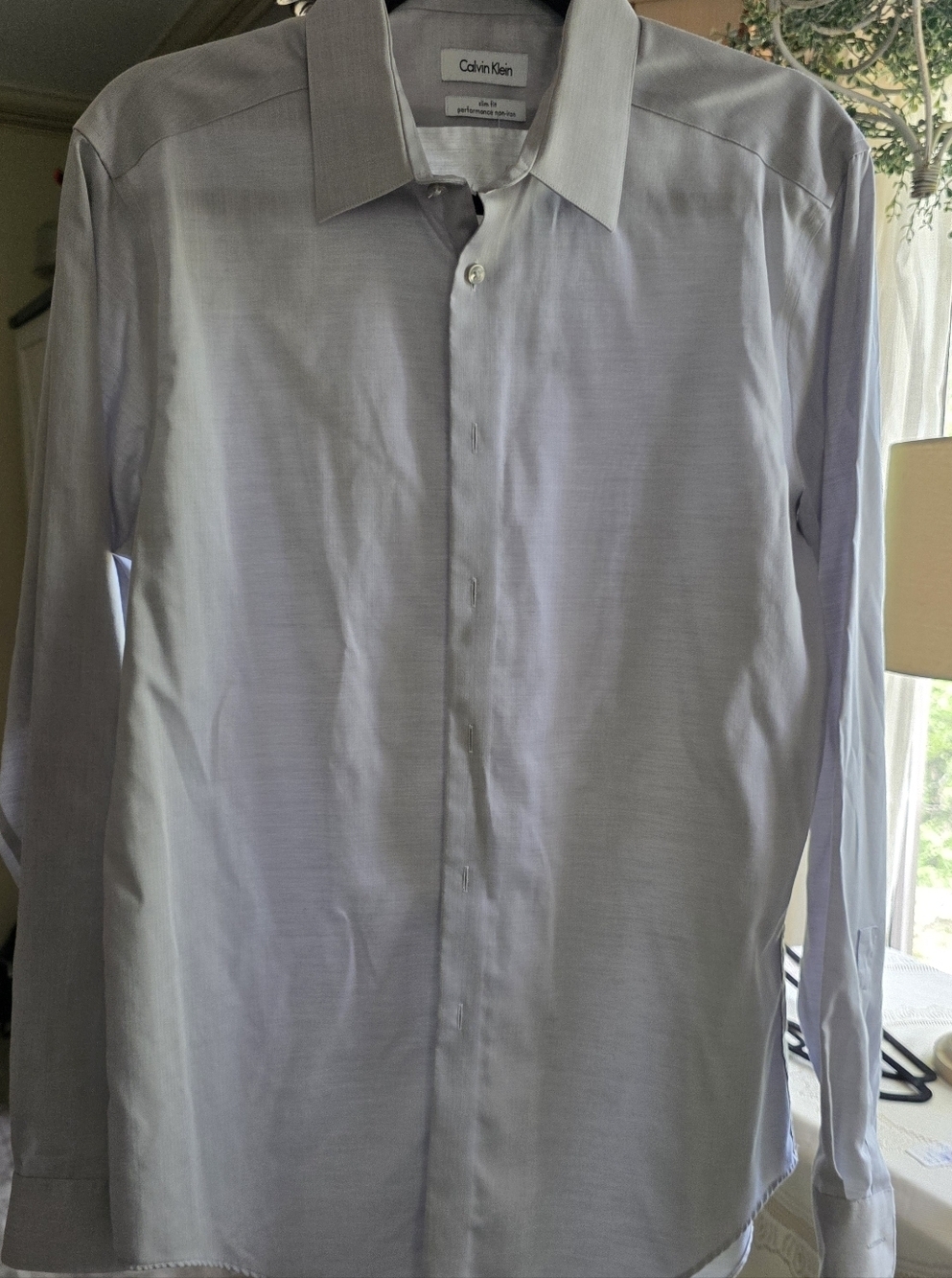 Calvin Klein Light Gray Long Sleeve Dress Shirt Slim Fit - Picture 1 of 4